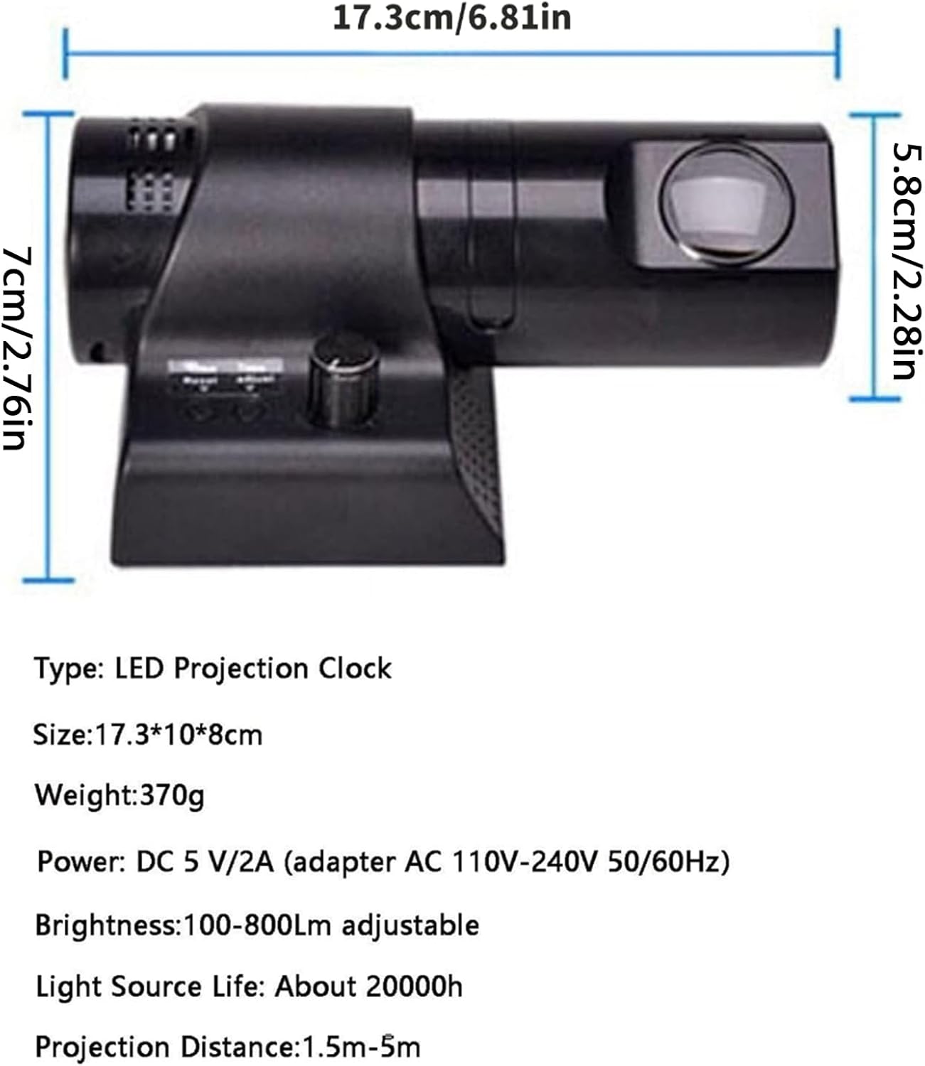Bedroom Ceiling Analog LED Projection Clock with Adjustable Brightness and Remote Control for Convenient Time Viewing Time Management Clock