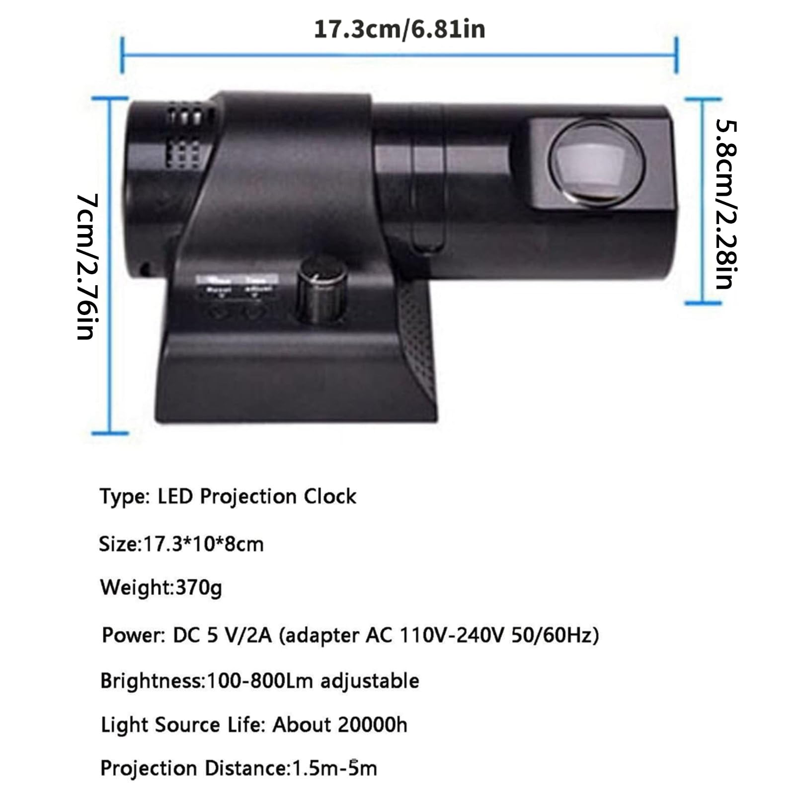 Reloj de proyección analógica LED con control remoto y diapositivas coloridas, números conmutables para dormitorio, sala de estar, reloj de gestión de tiempo