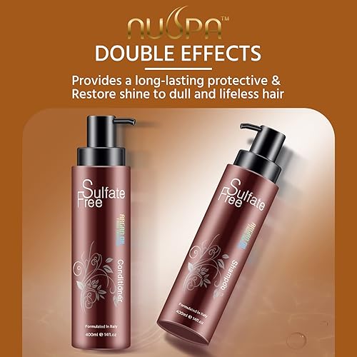 Miniatura 7 de Nuspa - Juego de champú y acondicionador de aceite de argán marroquí natural orgánico sin sulfato - Tratamiento seguro del color protección UV