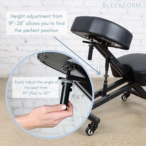 Miniatura 3 de Sleekform Silla ergonómica de rodillas  Ángulo y altura del asiento ajustables  Sillas de postura ergonómica para oficina y hogar  Cojines gruesos y