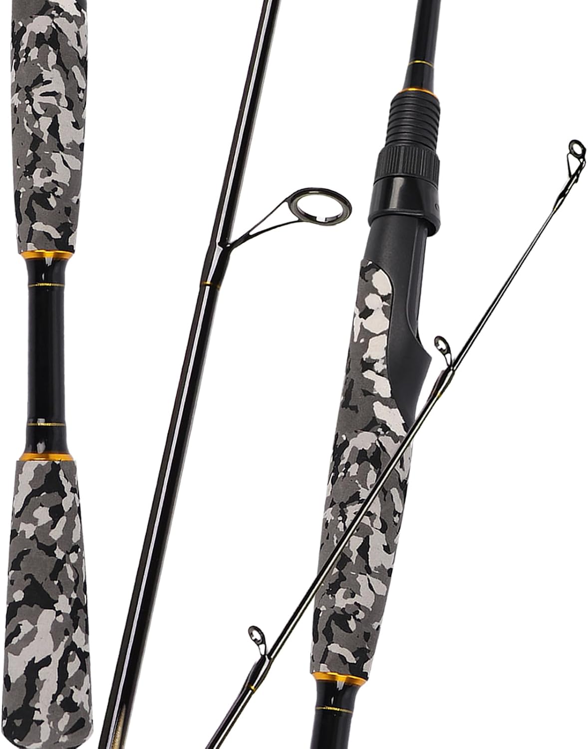 Fiblink 4-Piece Travel Fishing Rod, Spinning & Casting Rod with Camo EVA Handle, Portable Freshwater Carbon Fiber Pole