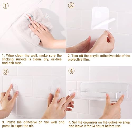 Miniatura 5 de Organizador de plástico para montaje en pared, organizador de caja de almacenamiento adhesiva transparente, sin perforaciones, colgar paredespuertas
