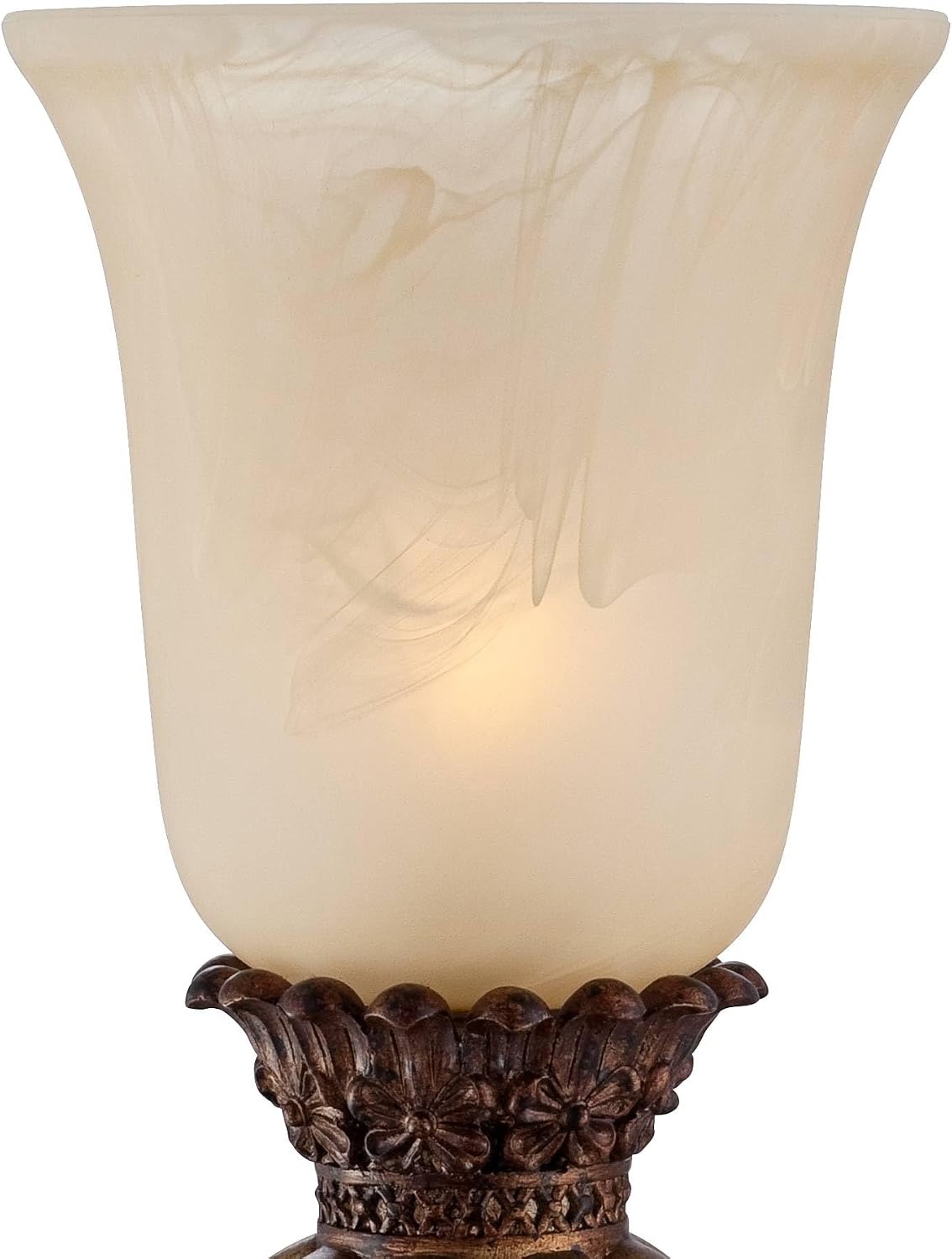 Regency Hill Sattley Traditional Accent Table Lamp 23 1/4" High Light Gold Uplight Floral Alabaster Glass Shade for Cottage Core Bedroom Living Room Nightstand Bedside Night Stand Office Kids Room