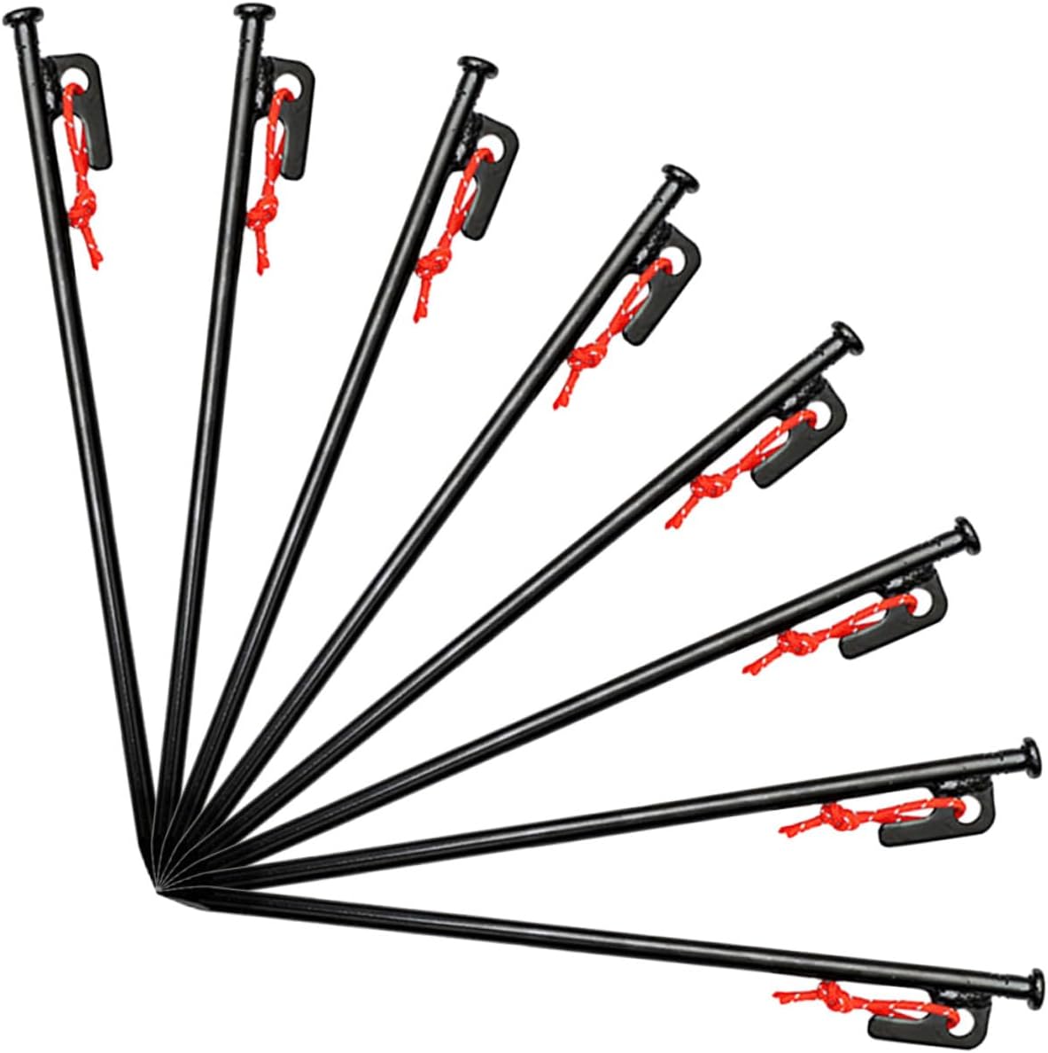 8pcs Heavy Duty Tent Stakes Metal Ground Stakes with Ropes and Storage Bag for Outdoor Camping Yard Tarp Anchors Windproof Tent Pegs Set