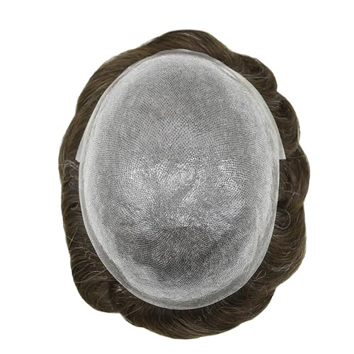 Miniatura 195 de Ultra Thin Skin Mens Toupee Real Human Hair Replacement System Toupee For Men Hair Pieces 8x10Inch Hair Pieces For Men Hair Prosthesis V-Loop 90%