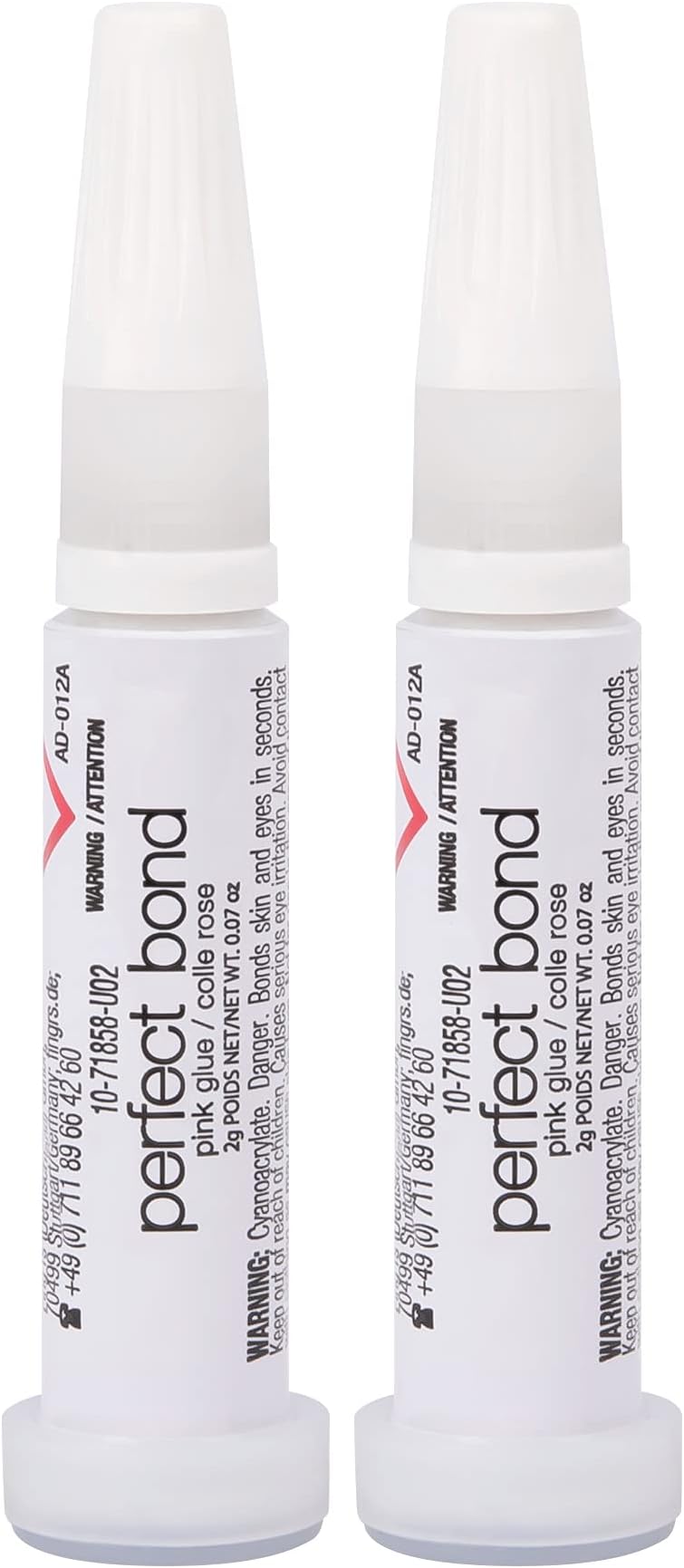 Nailene Perfect Bond Nail Glue, Super Strong, Durable, Easy to Apply Acrylic Nails, Press On Nails, Repairs Natural Nails, Quick Drying Nail Adhesive, Lasts 7 Days, Pink Tint, 2 g/0.07 oz, 2 Pack