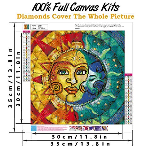 Diamond Painting Kits for Adults,Sun and Moon Face Full Drill Crystal Rhinestone Embroidery Cross Stitch,DIY 5D Paint by Numbers for Adults Beginner,Home Wall Decor 13.8\"×13.8\" - Thumbnail 5