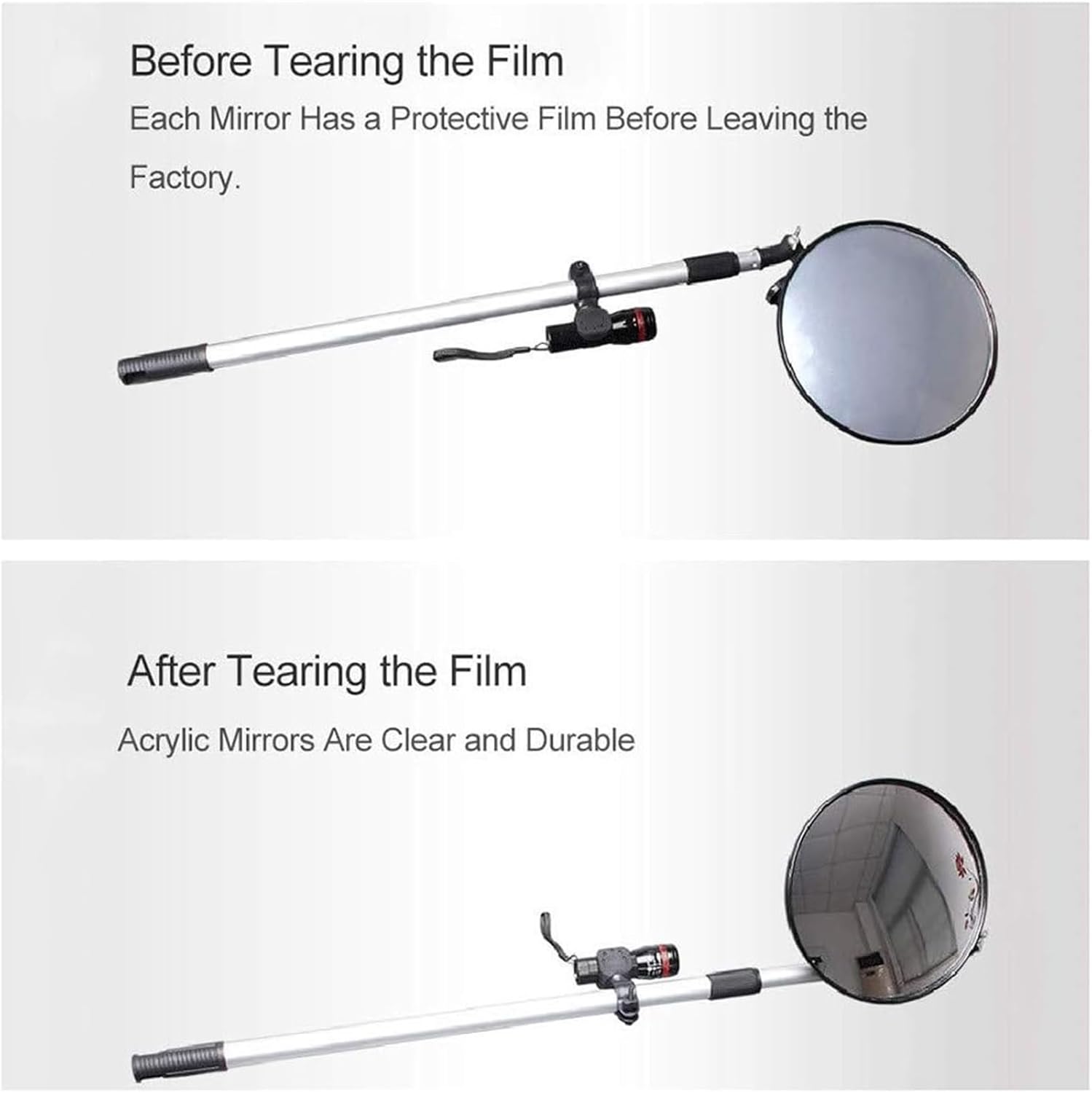 Underbody Inspection Mirror, Telescopic Convex Mirror, Aluminum Alloy Safety Explosion-Proof Inspection Mirror, with Lamp and Universal Wheel, Vehicle Inspection Reflector (Color : 16cmx16cm)