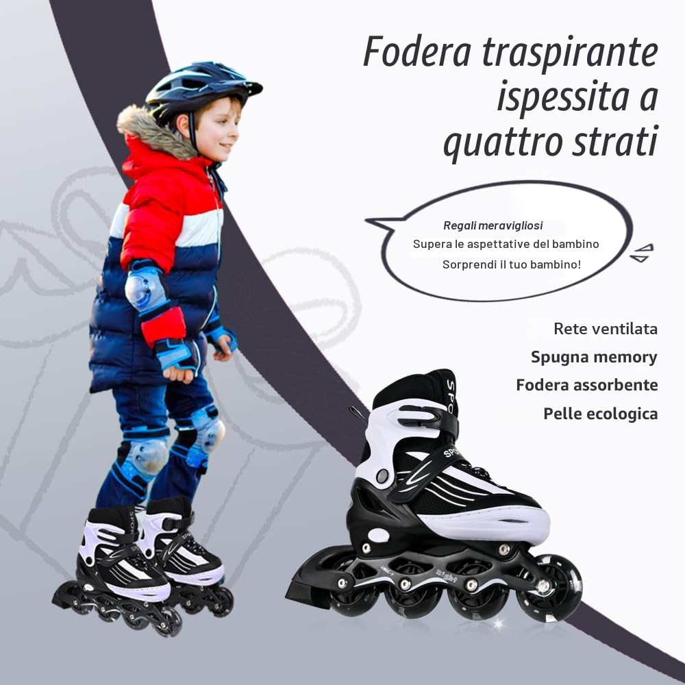 Pattini in linea per bambini, regolabili, per bambini, adulti, ragazze e ragazzi, pattini in linea, per interni ed esterni, Sakura rosa