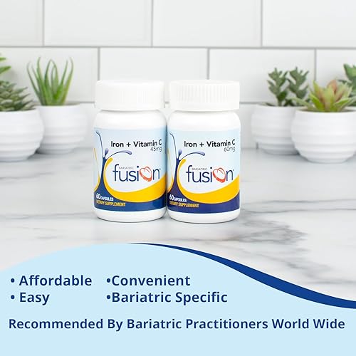 Miniatura 5 de Bariatric Fusion Suplemento de hierro de 45 mg con vitamina C  1 por día  Vitaminas para mujeres y hombres  Sin gluten, lácteos y soja  Sin OMG  60