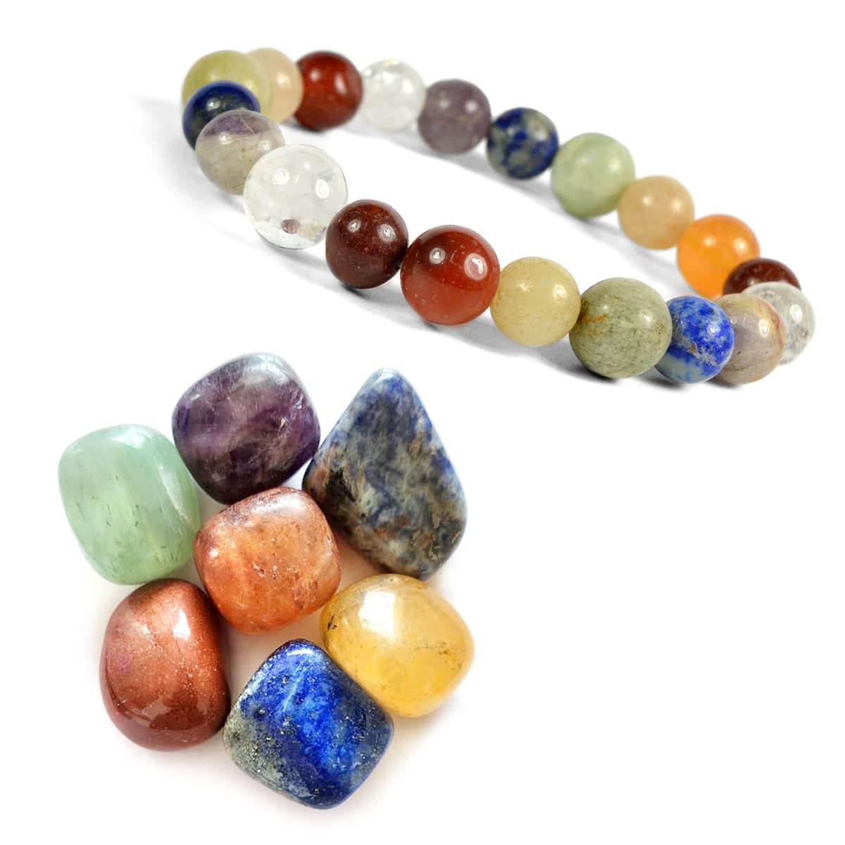 Crystu Natural 7 Chakra Tumble Set with 7 Chakra Bracelet (B09WN5ZVY8) Amazon Price History, Amazon Price Tracker