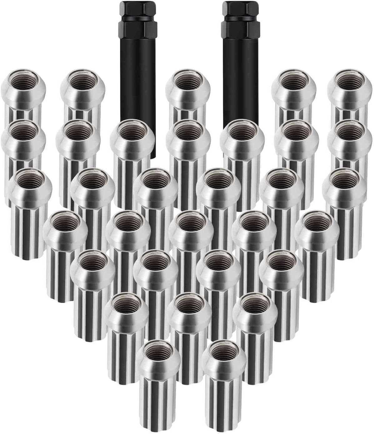 cciyu Set of 32 M14x1.5 Chrome Wheel Lug Nuts,with 2 Socket Keys Spline Socket Thread,14X1.5 Closed End Lug Nuts,for Cadillac for GMC for Jeep for Ram 1500 for Toyota