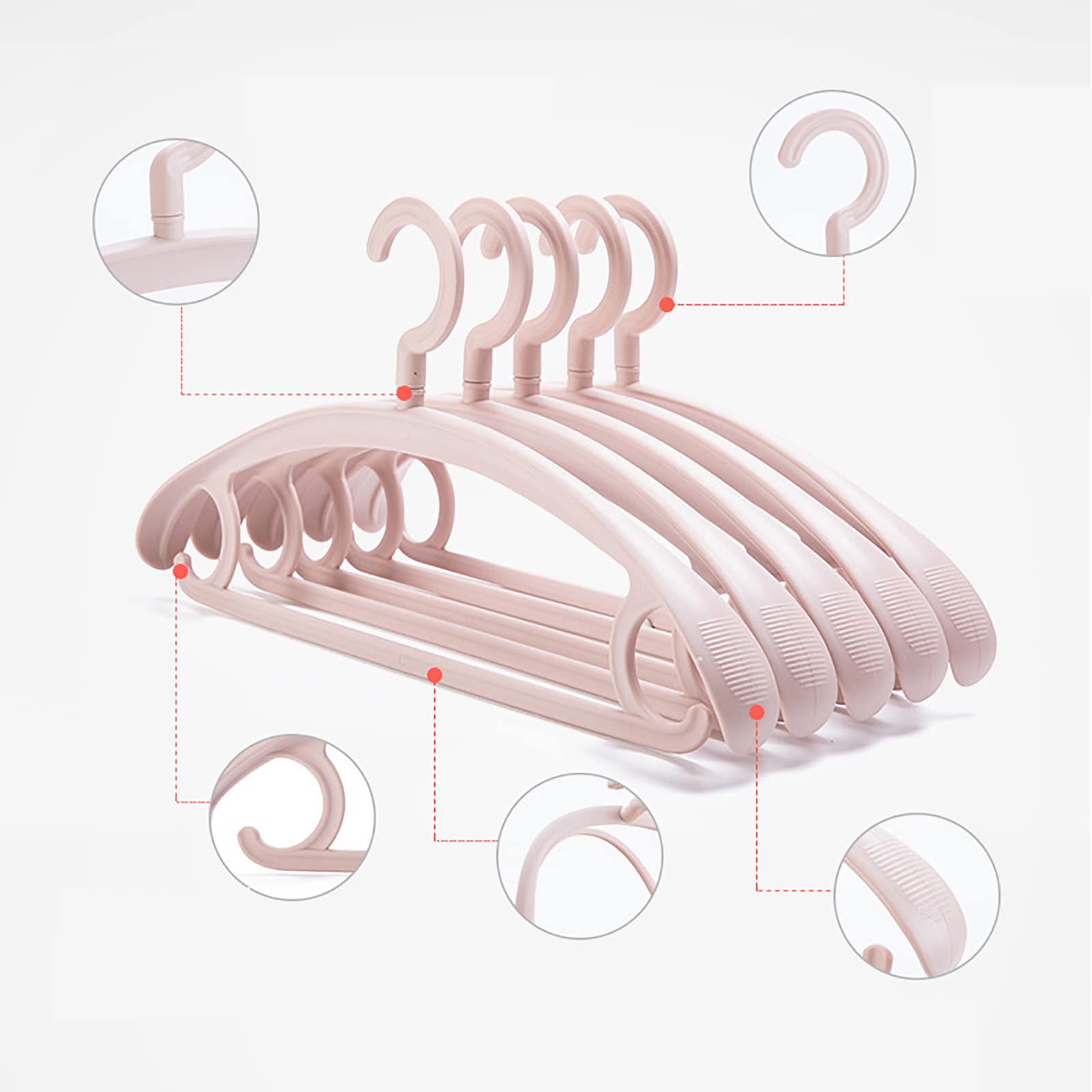 Appendiabiti in plastica, extra spesso, con spalle larghe, in plastica, per adulti e adulti, antiscivolo, ideale per l'uso quotidiano, confezione da 5 (36,5 x 23,5 cm