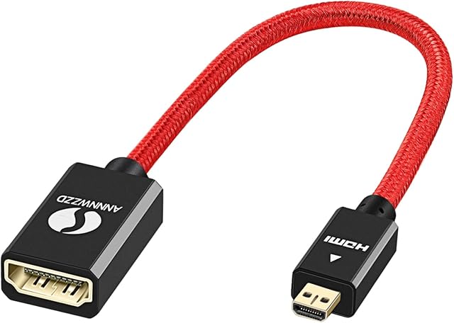 ANNNWZZD Micro HDMI to HDMI Adapter, Micro HDMI to HDMI Female Cable for Gopro Hero and Action Camera