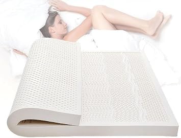 100% Natural Latex Mattress, Soft Mattress Topper Portable to Relieve Pressure, Comfortable Pressure Point Relief | Shoulder Support, 5cm, 160x200cm63x79in White,1.8m*2.0m