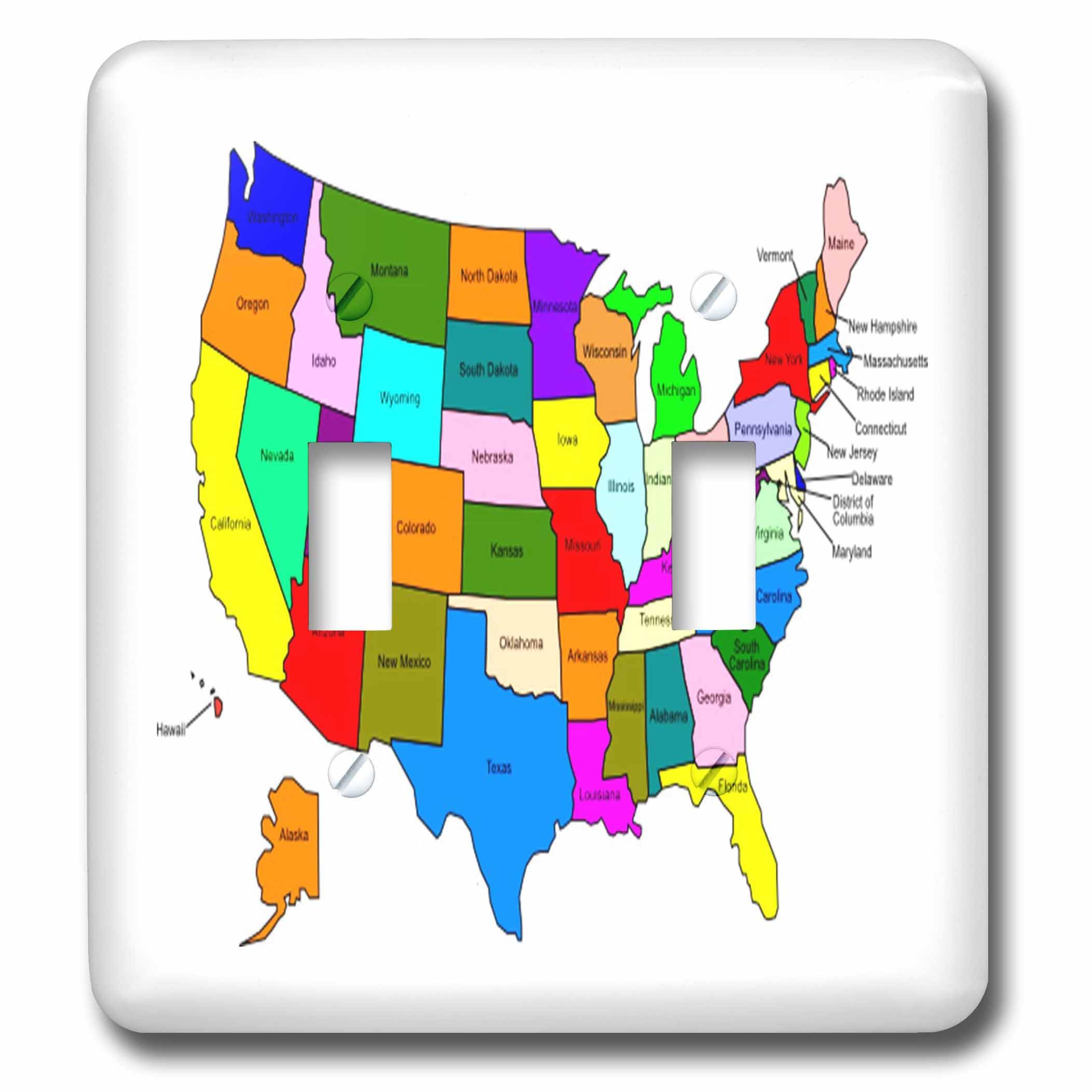 Double interrupteur à bascule carte colorée des États-Unis enfants