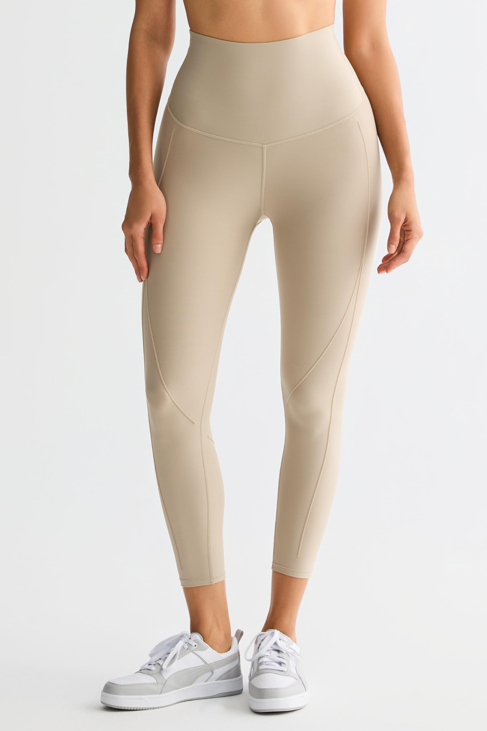 Orolay Chiione Damen-Leggings mit Widerstandsband, 7/8-Länge, hohe Kompression, Khaki, Groß