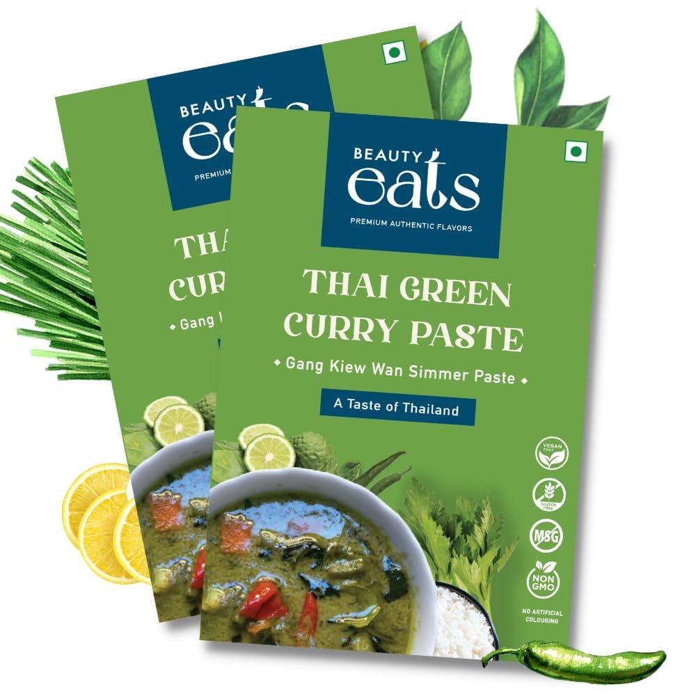 Beauty Eats Authentic Thai Green Curry Paste | 100% Vegetarian | MSG Free | Preservative Free | Serves 4-6 people | No Artificial Coloring | Ready to Cook | people | Vegan (Pack of 2, 200gm) (B0D8QL4QL4) Amazon Price History, Amazon Price Tracker