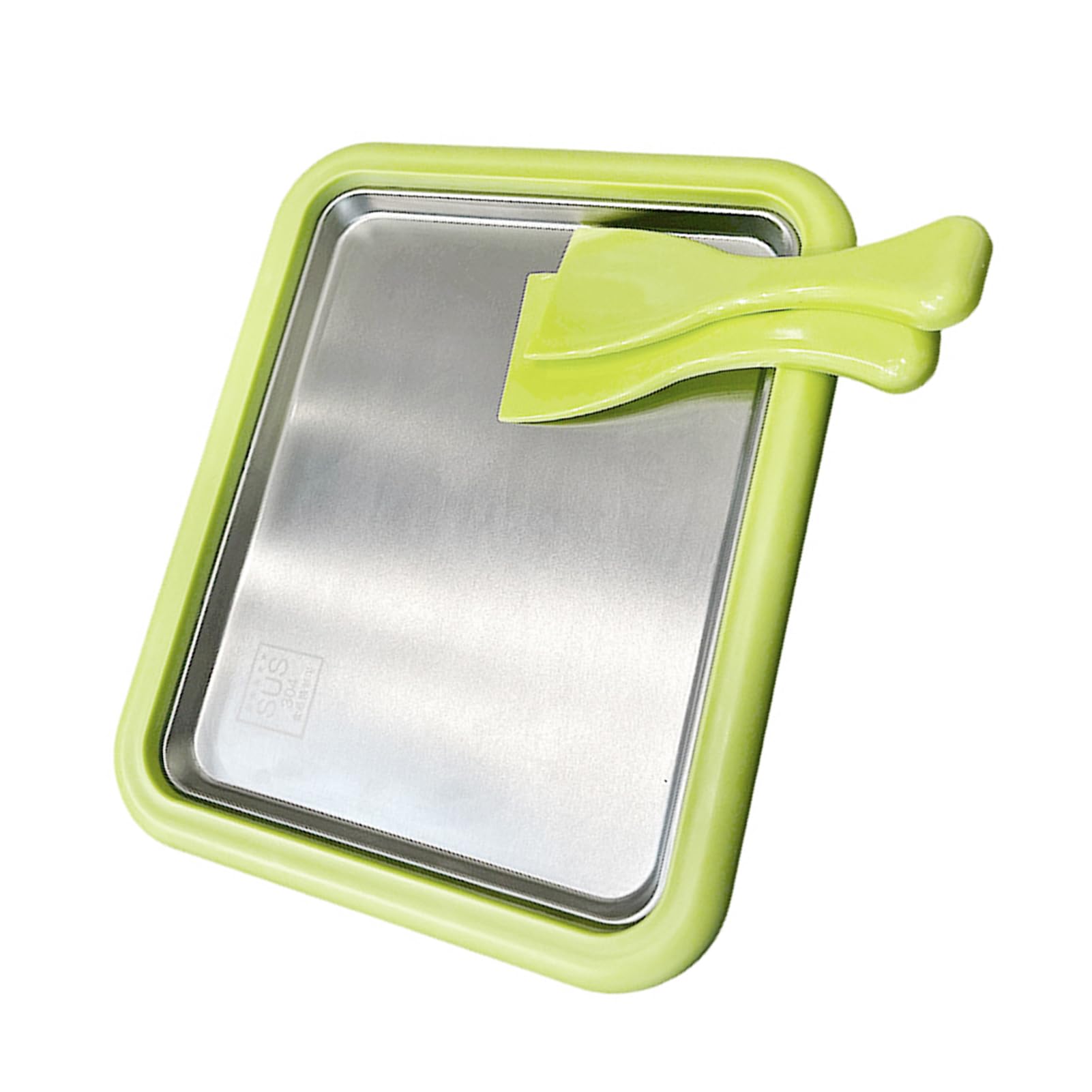 Macchina per gelato arrotolato, Acciaio inossidabile 304 Macchina per gelato istantaneo con 2 spatole Vassoio per arrotolato istantaneo 26,4 x 21,6 x 4 cm