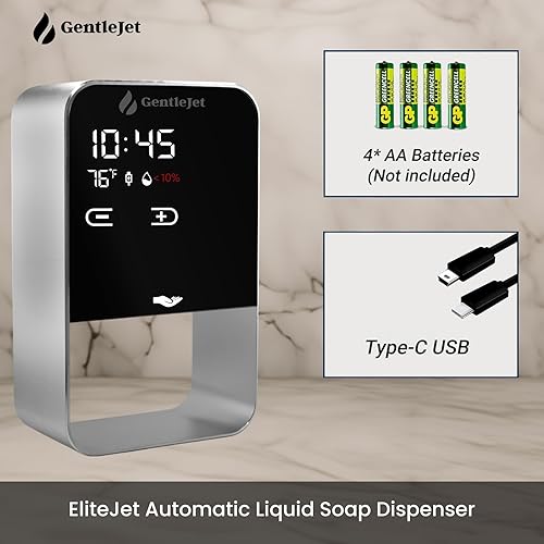Miniatura 4 de EliteJet Dispensador automático de jabón líquido sin contacto, montaje en pared y encimera con doble potencia (USBbatería), pantalla LED, cuerpo de
