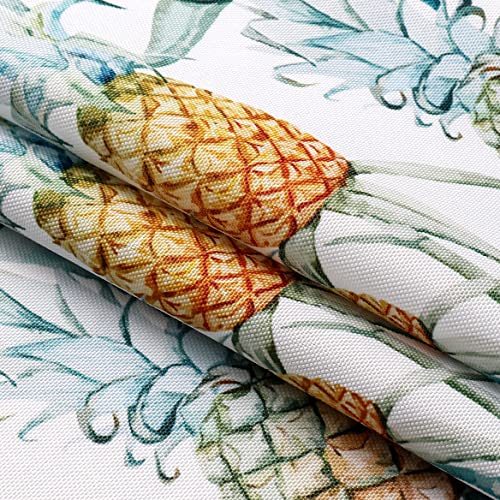 Ronaldecor Pineapple Cafe Window Valance Allover Tropical Fruit Boho Pattern For Kitchen Bathroom Decor With Rod Pocket Short Curtain Canvas, Yellow, 55 X 16 Inches #TOP3
