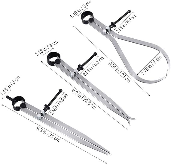 Big Horn 19053C 3 Pieces 8-Inch Spring Caliper / Divider Set
