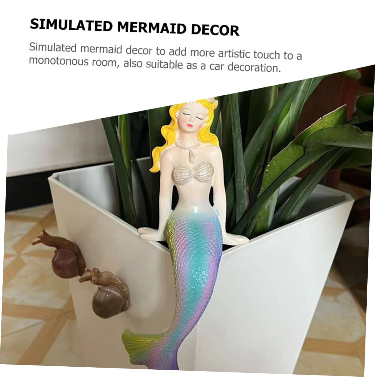 Cabilock 2 Piezas Estatua de Sirena Decorativa de Resina para Acuario y Oficina Adorno de Escritorio Accesorio Estable y Reutilizable para Decoración y Jardín