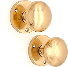 Infinity Decor Polished Brass Victorian Round MORTICE Door KNOBS Pair Pull Latch Handles Set Heavy Sprung Solid Brass