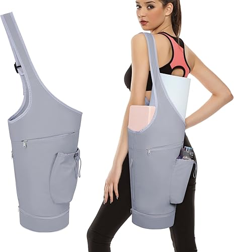 sportsnew Bolsa para esterilla de yoga, gran apertura, larga bolsa de soporte para esterilla de yoga con bolsillo impermeable y bolsillo para