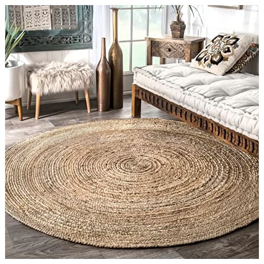nuLOOM 6 Round Rigo Jute Hand Woven Area Rug