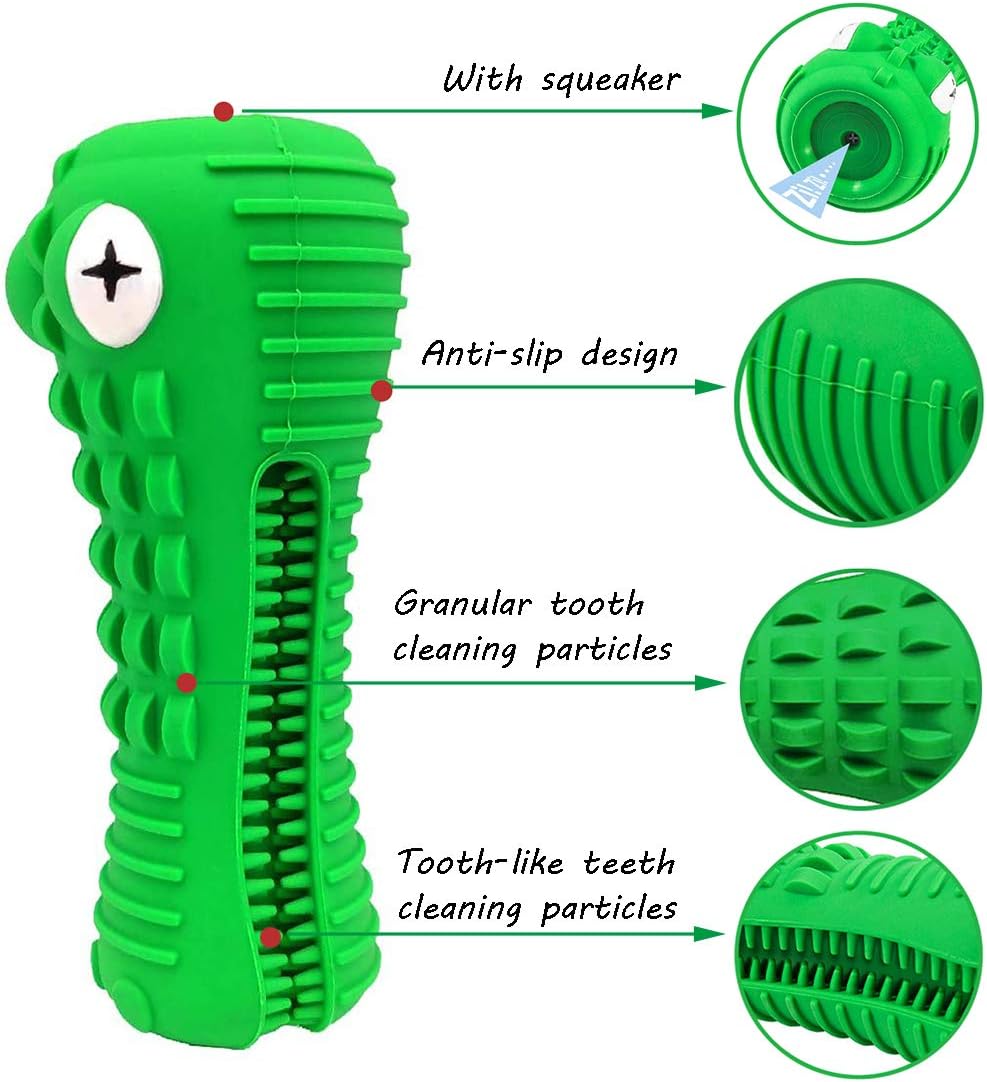 N/B Dog Chew Toys Dog Toothbrush Toys Squeaky Toys Made of Indestructible Natural Rubber Suitable for Medium and Large Dogs (30-80 lbs)