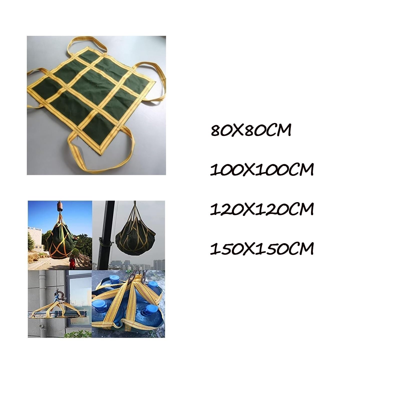 Lifting Net Load Bags for Crane & Pallet Ramps, Tear-Resistant Heavy Duty, Load Capacity 1.5-2 Tonnes, 150 x 150 cm for Safe Loading & Unloading