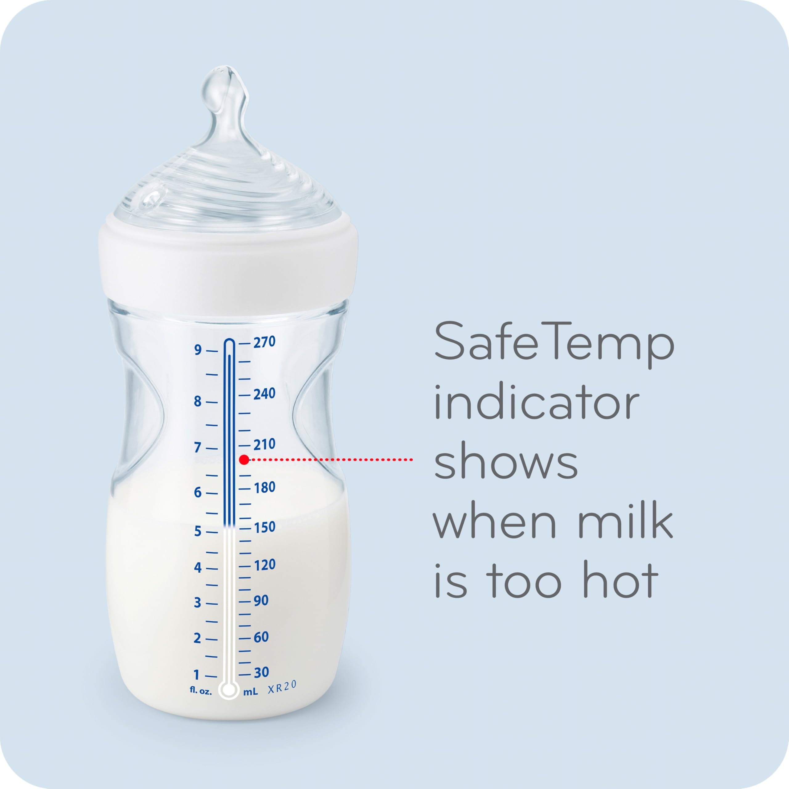 NUK Simply Natural Bottle with SafeTemp, 9 oz, 6 Pack, 1+ Months