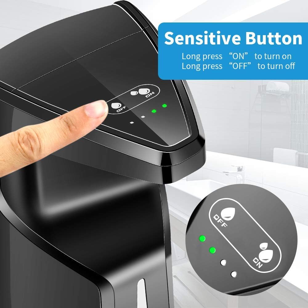 AFMAT Automatic Hand Sanitizer Dispenser, Black Touchless Soap Dispenser, Kitchen Bathroom Hand Soap Dispenser, 15.2 oz Countertop Hand Sanitizer Gel Alcohol Soap Dispenser w/Adjustable Soap Volume