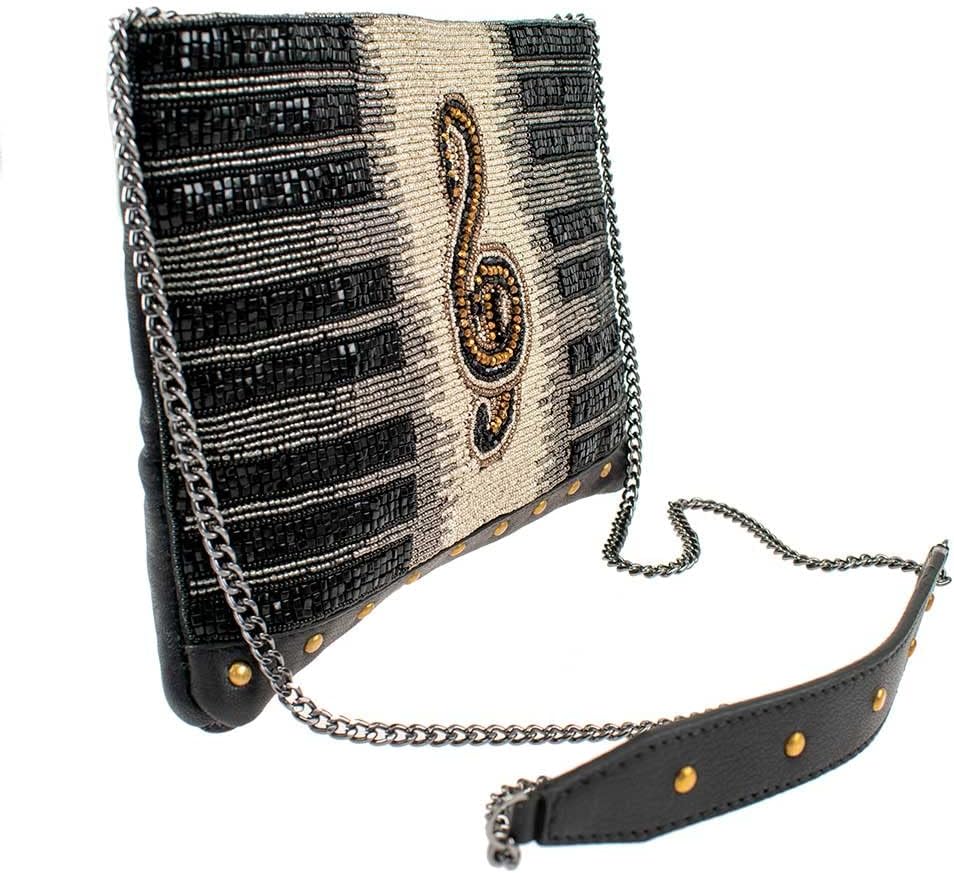 Mary Frances Melody Beaded Piano Music Crossbody Clutch Handbag, Multi | Leather