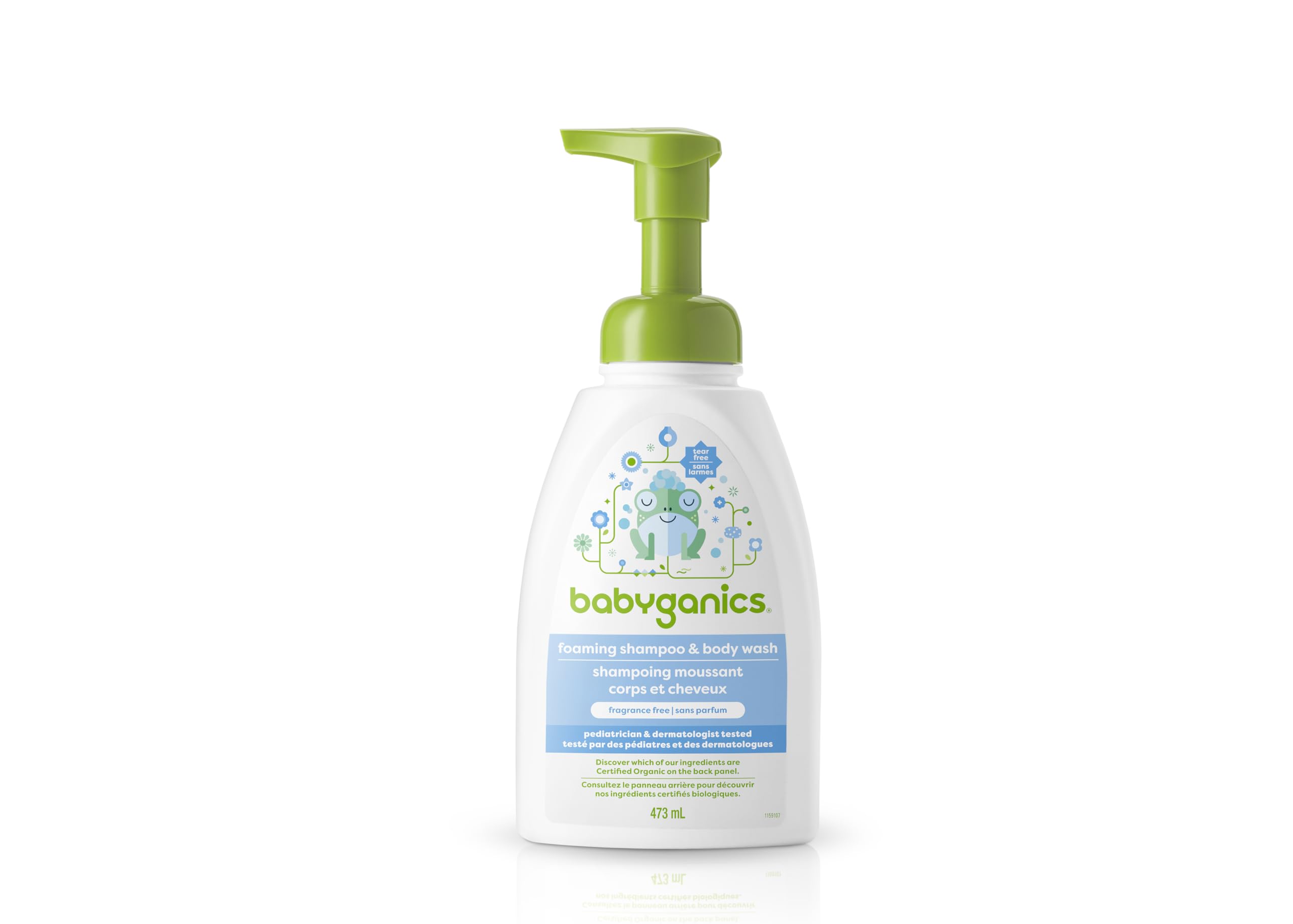 Babyganics Fragrance-Free Baby Shampoo + Baby Body Wash, 2-in-1 Baby Soap for the Bathtub, Plant-Derived and Non-Allergenic Ingredients Formulated with Baby's Skin in Mind, 473 ml Soap Pump Bottle, Packaging May Vary Frangrance Free