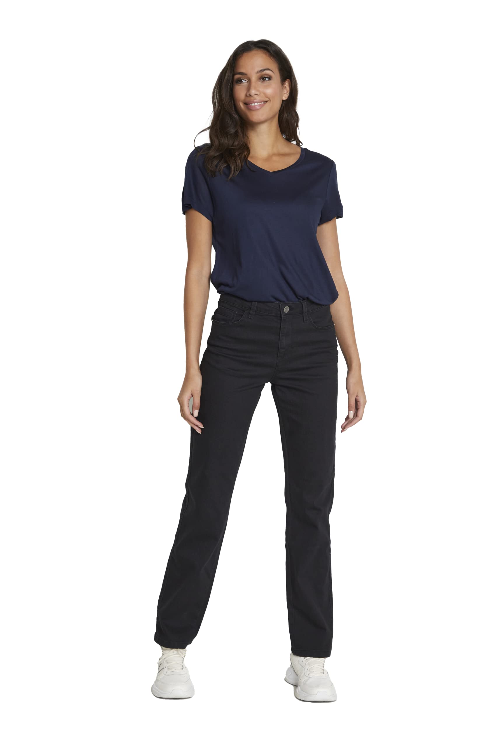 Kaffe Women's Straight Leg Jeans Pants High Waist, Black Deep, 38