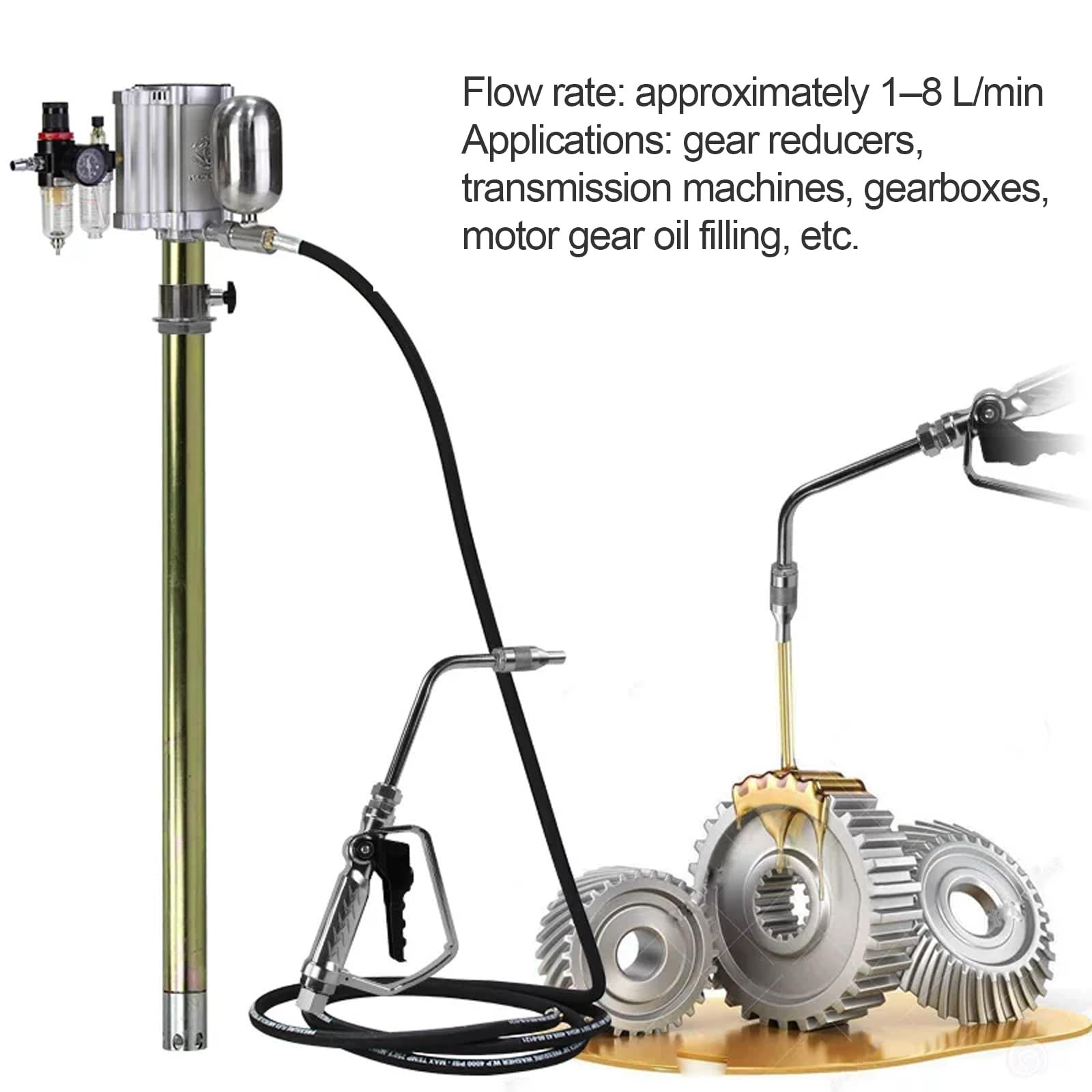 Pompa Pneumatica For Travaso Olio For Carichi Pesanti, Pompa Aspirazione Olio, Dotata Di Manometro,Adatta Al Travaso Di Liquidi A Media E Bassa Viscosità(Low viscosity,Pump)