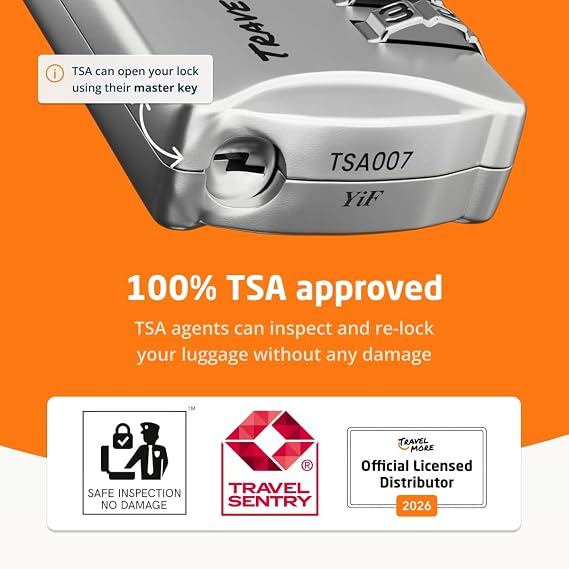1-Pack TSA Luggage Lock with 4-Digit Combination | Set-Your-Own Padlock for Travel, Baggage, Suitcases & Backpacks | Luggage Lock | TSA Lock | Heavy-Duty Padlock | Silver | Durable, Sturdy, Easy Set Up & Use, Weatherproof, 4-Digit Security, for Suitcases, Backpacks, Bags, Zippers, 1-Pack, Silver