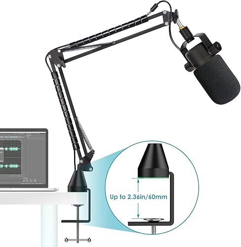 Miniatura 2 de YOUSHARES Rode Podmic Stand con filtro Pop - Brazo de brazo de micrófono con parabrisas de espuma para mejorar la calidad de grabación