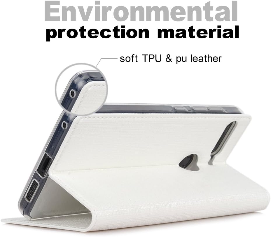Essential PH-1 Phone Case,Feitenn Essential Premium Flip Leather PU Wallet Smart Case Stand Kickstand Card Holder Magnetic Silicone Clear TPU Bumper Slim Thin Cover Case for Essential phone PH-1 White
