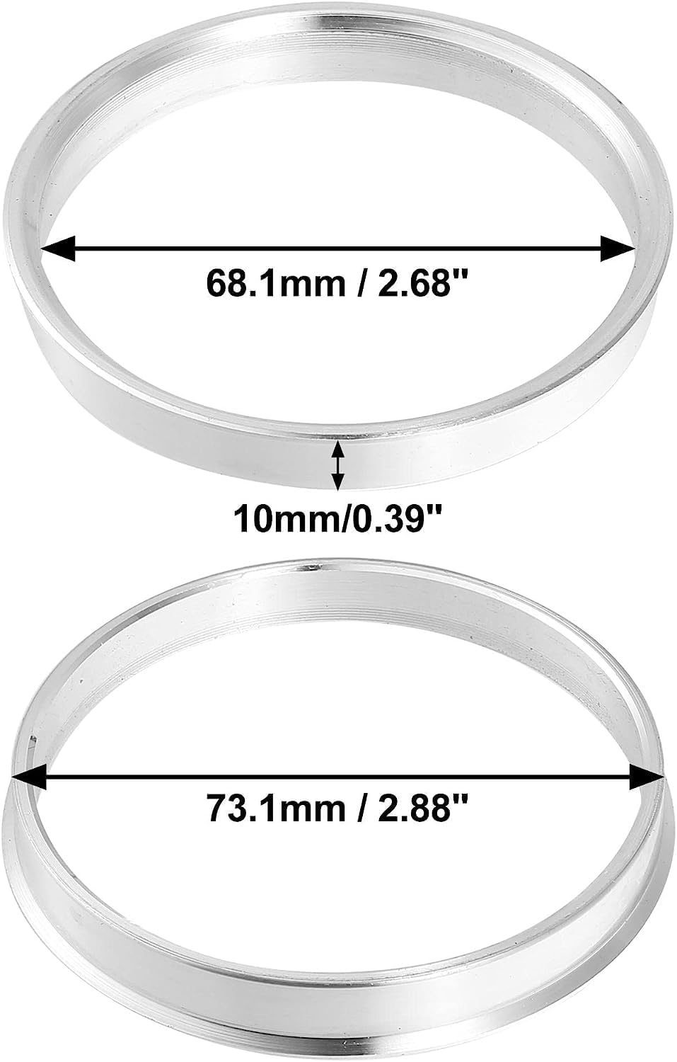 Unifizz 4pcs OD 73.1mm to ID 68.1mm Aluminum Alloy Car Hub Centric Rings Wheel Bore Center Spacer