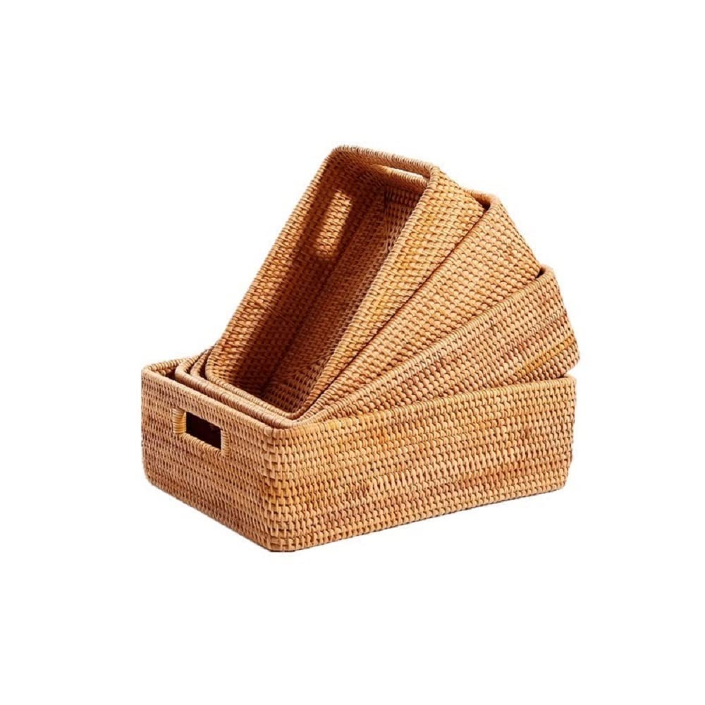 Panier De Rangement En Rotin - Bac De L'organisateur Tissé Boho