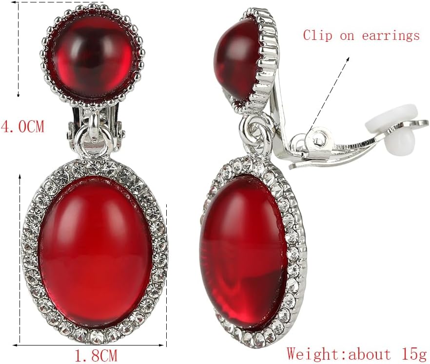 YINLI Classic Crystal Dangle Clip on Earrings Halo Drop Earrings for Women - Image 3