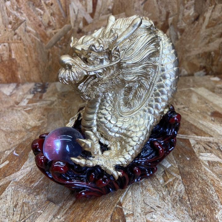 Amazon.co.jp: 開運！ 金色 ドラゴン 龍 水晶 置物 風水 : ホーム