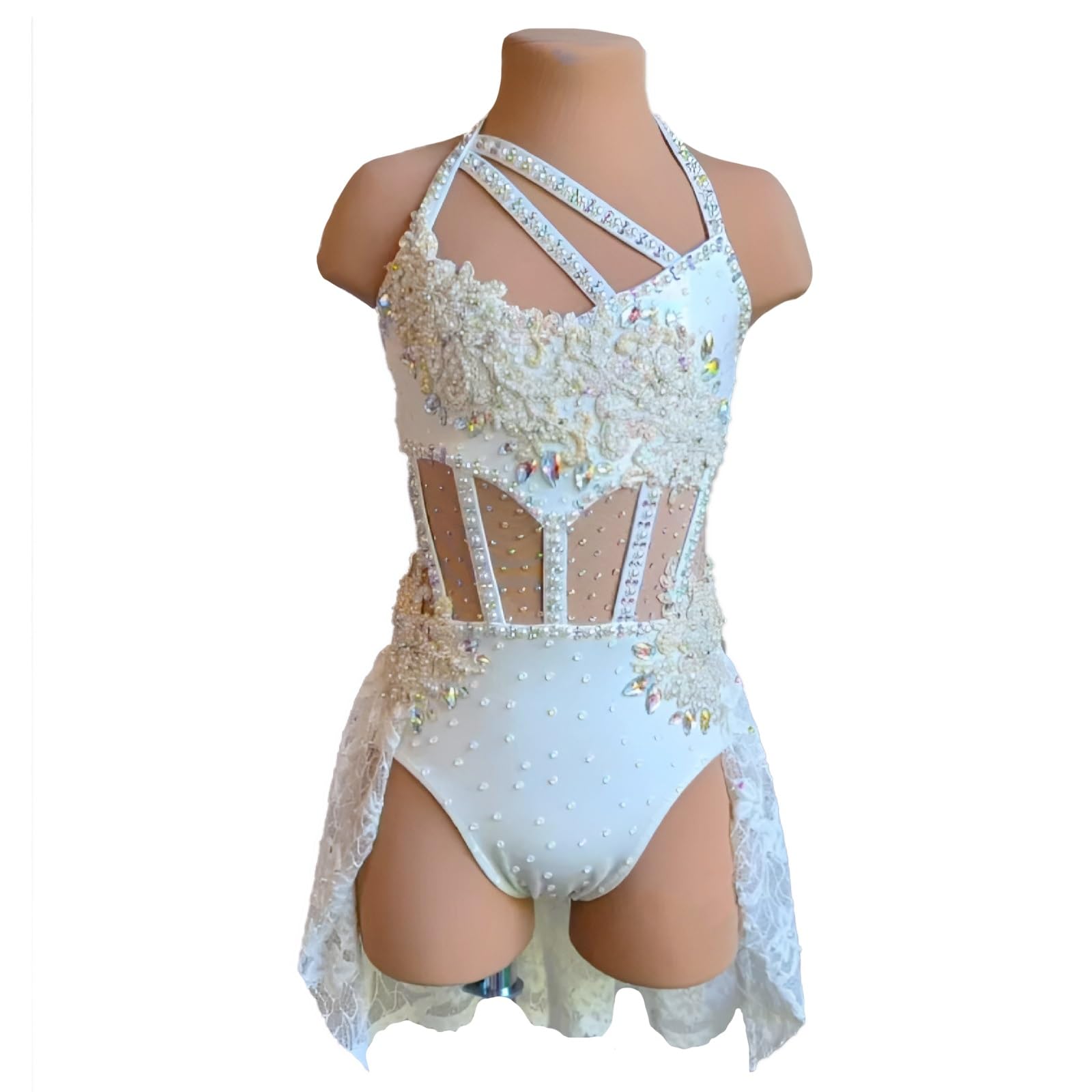Liryczna Sukienka Do Tańca Dla Kobiet Rhinestone Bez Rękawów Trykoty Gimnastyczne Dla Dziewczynek Współczesna Spódnica Body