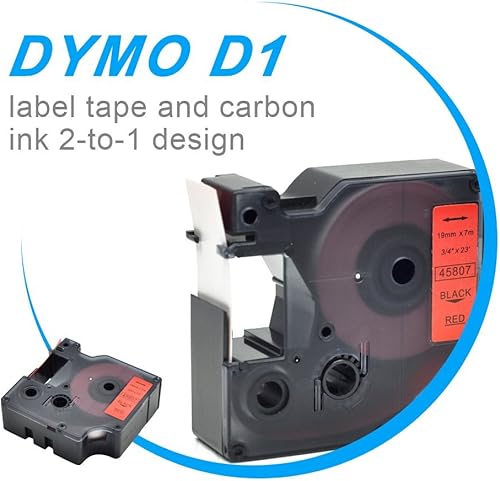Miniatura 4 de Paquete de 2 cartuchos de etiquetado compatibles con Dymo D1 Tape 45807, negro sobre rojo, compatible con LabelManager 350D 400 500TS (34 pulgadas