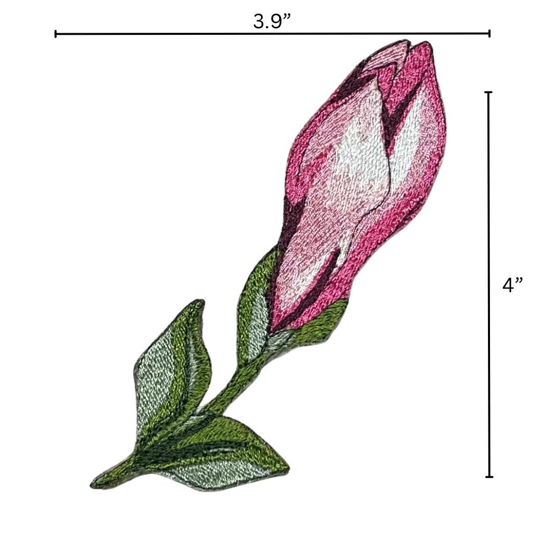 GARAAN - Machine Embroidered Applique, Embroidery Patch, Sew on Patches, DIY Projects, Magnolia Small Bud Pink (Pack of 6) 1