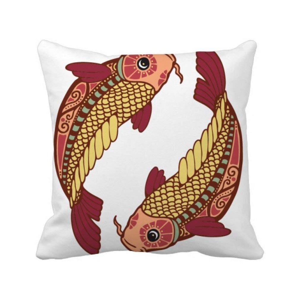 Coussin Poissons Constellation Zodiaque 40x40cm Décor Canapé Multicolore