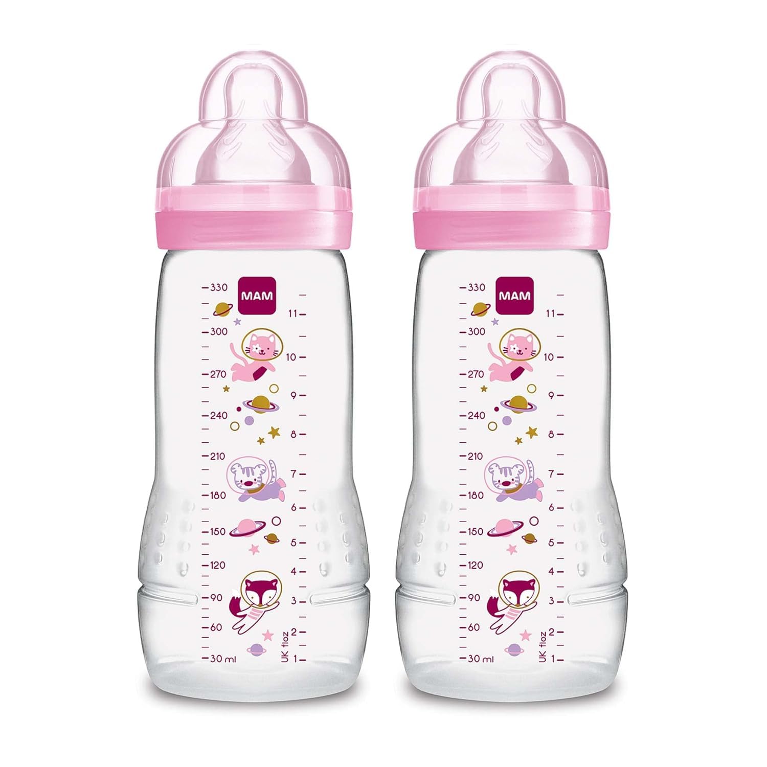 Easy Active Baby Bottle 2 Pack, 11oz, BPA Free, Fast Flow Silicone Nipple, Anti-Slip Grip, Leak-Proof, 4+ Months, Purple Iris